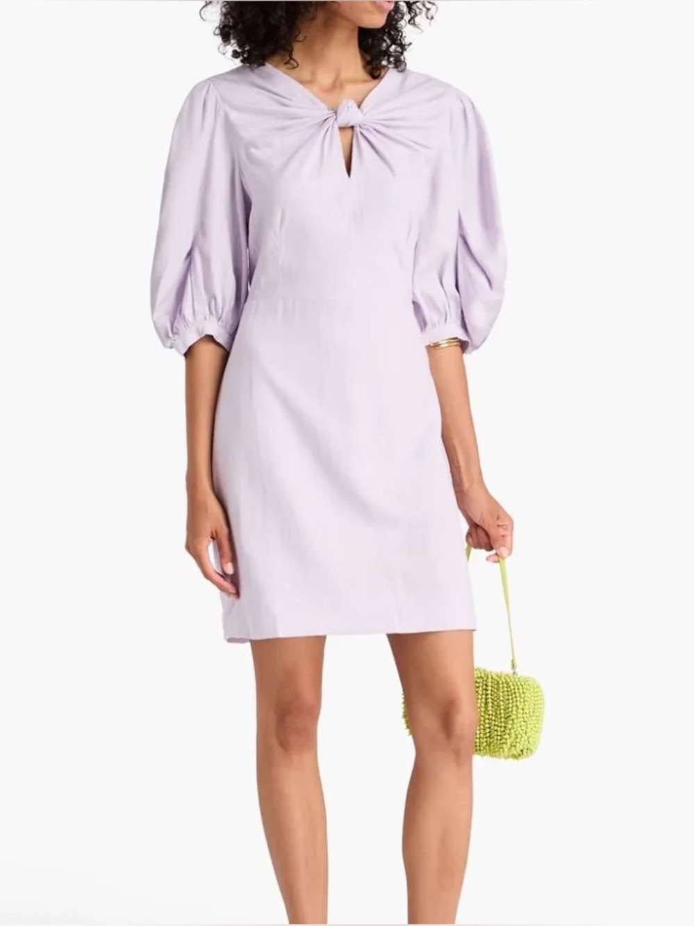 Farm Rio Lilac Short Sleeve Knotted Mini Dress